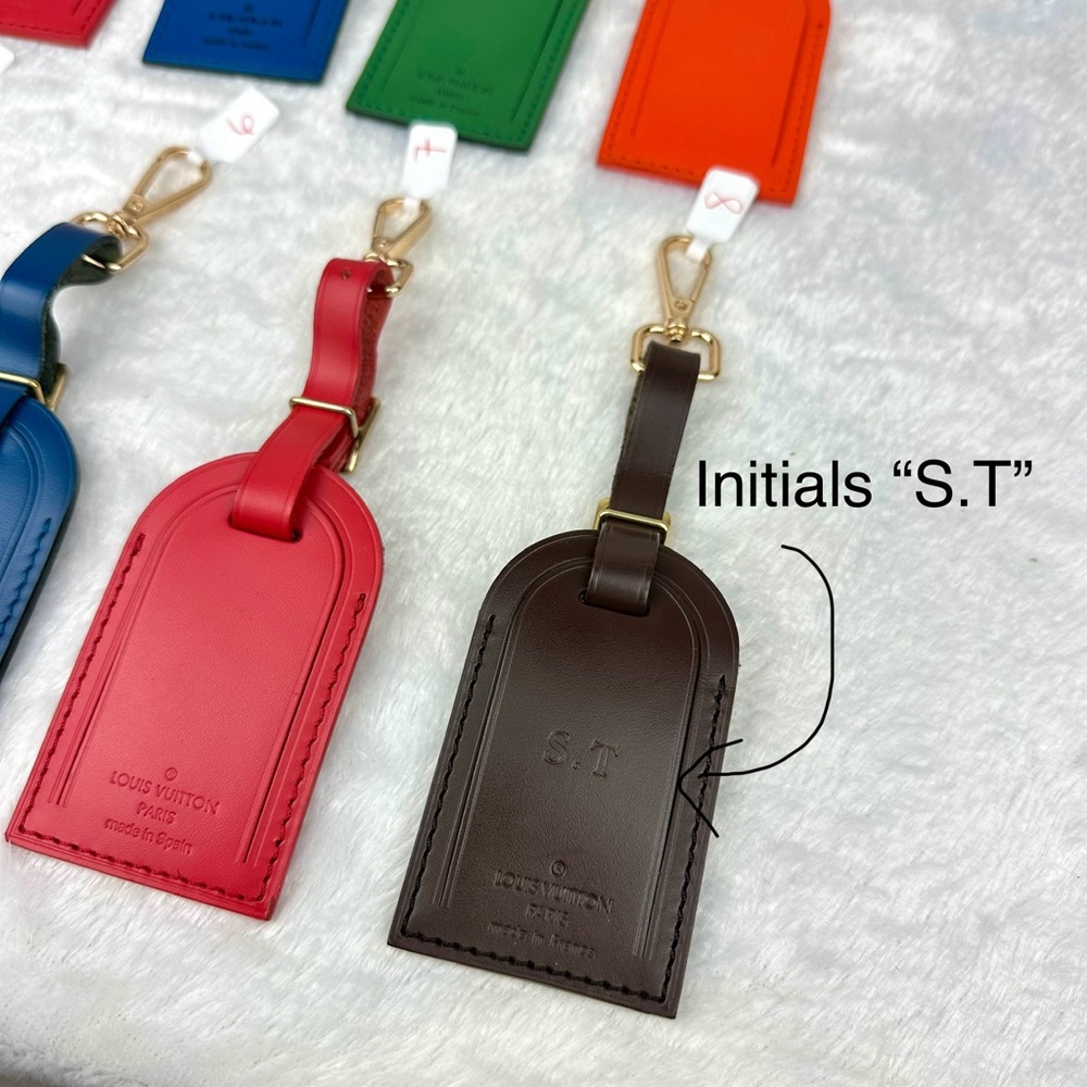 Louis Vuitton colored leather luggage name tag bag charms BUNDLE OF 5 - Picture 2 of 5